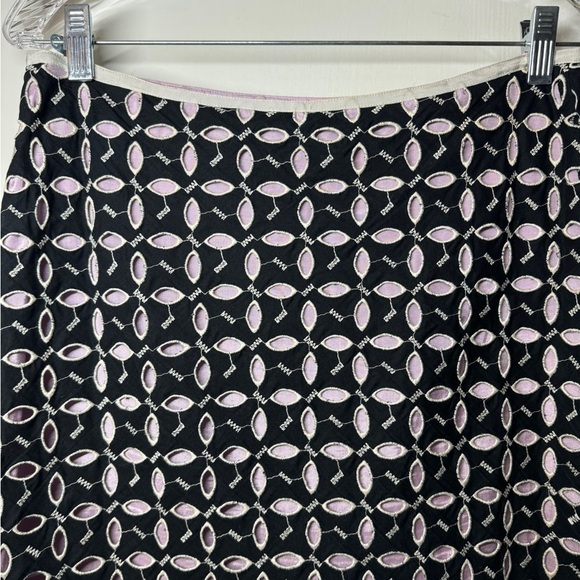Vintage Snak Y2K Lavender Purple Black Leaf Floral Cut Out Mod A Line Skirt 6 - Picture 3 of 14